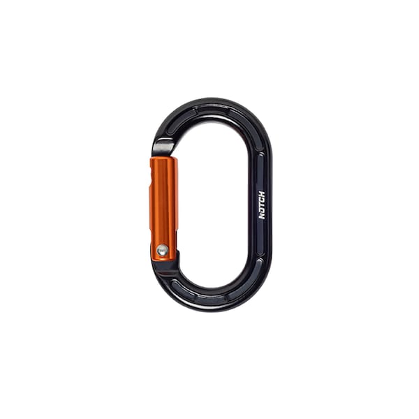 Notch Equipment Carabiner, Standard, 2.3 in. Length, Aluminum, Black/Orange 99380 - main